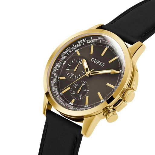 ΡΟΛΟΙ GUESS  GW0540G1 GUESS Spec Black Leather Strap