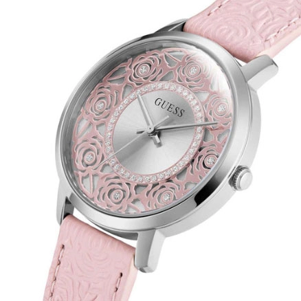 ΡΟΛΟΙ GUESS  GW0529L1 GUESS Dahlia Crystals Pink Leather Strap