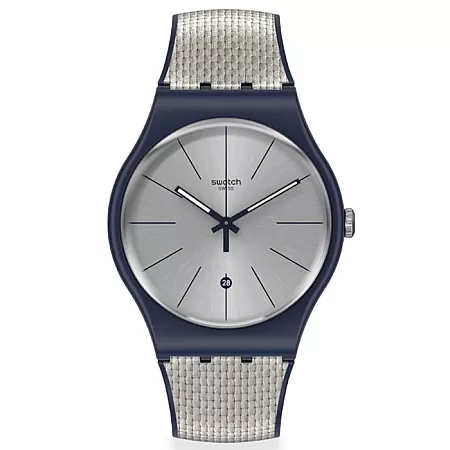 ΡΟΛΟΙ SWATCH SUON402 SWATCH  Grey Cord Blue Silicone Strap