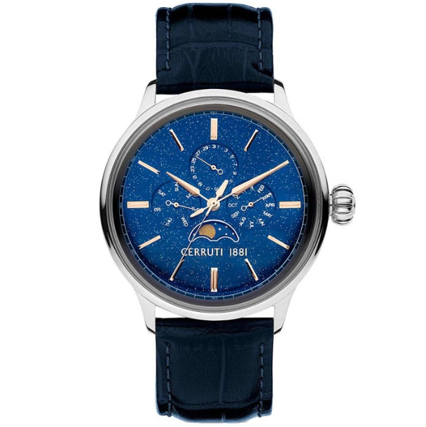 ΡΟΛΟΙ CERRUTI CIWGF2224605 CERRUTI Dervio Blue Leather Strap
