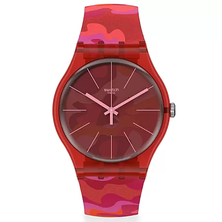 ΡΟΛΟΙ SWATCH SUOR116 SWATCH Camouflash Red Silicone Strap