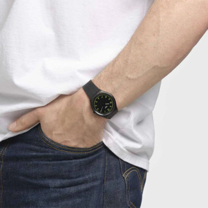 ΡΟΛΟΙ SWATCH   SS07B108 SWATCH Skin Irony Brushed Green Black Rubber Strap