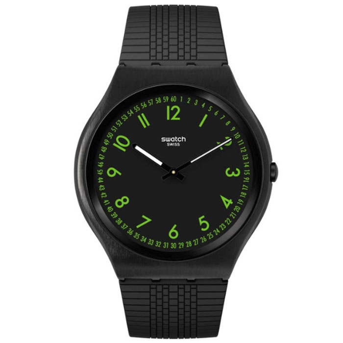 ΡΟΛΟΙ SWATCH   SS07B108 SWATCH Skin Irony Brushed Green Black Rubber Strap