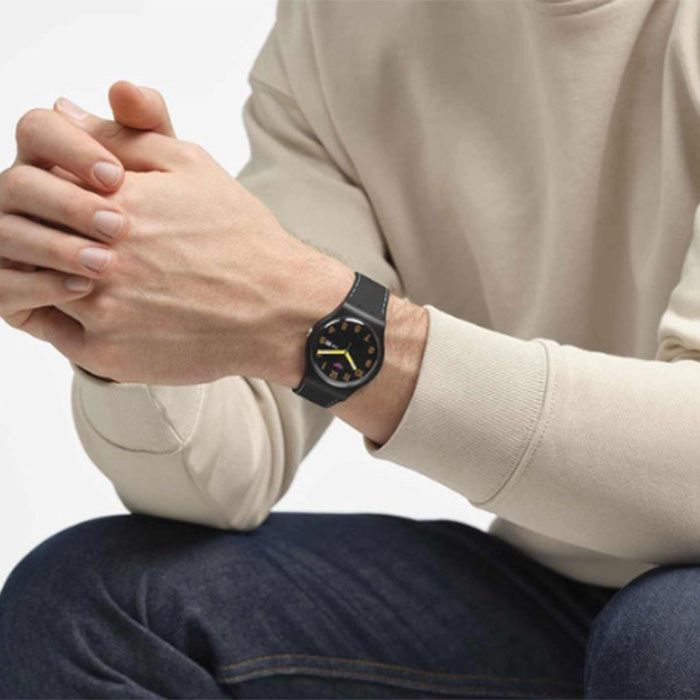 ΡΟΛΟΙ SWATCH SO29B707 SWATCH New Gent Biosourced Dark Glow Black Silicone Strap