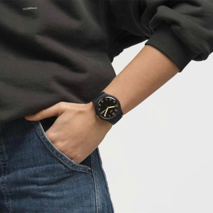 ΡΟΛΟΙ SWATCH SO29B707 SWATCH New Gent Biosourced Dark Glow Black Silicone Strap