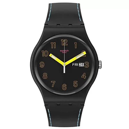 ΡΟΛΟΙ SWATCH SO29B707 SWATCH New Gent Biosourced Dark Glow Black Silicone Strap
