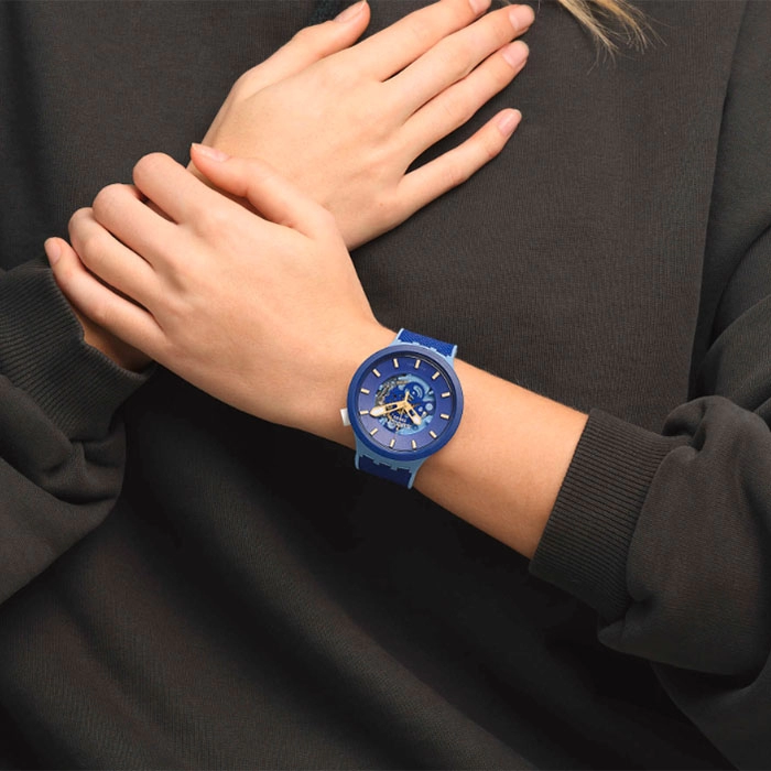 ΡΟΛΟΙ SWATCH SB05N105 SWATCH Big Bold Bioceramic Bouncing Blue Silicone Strap