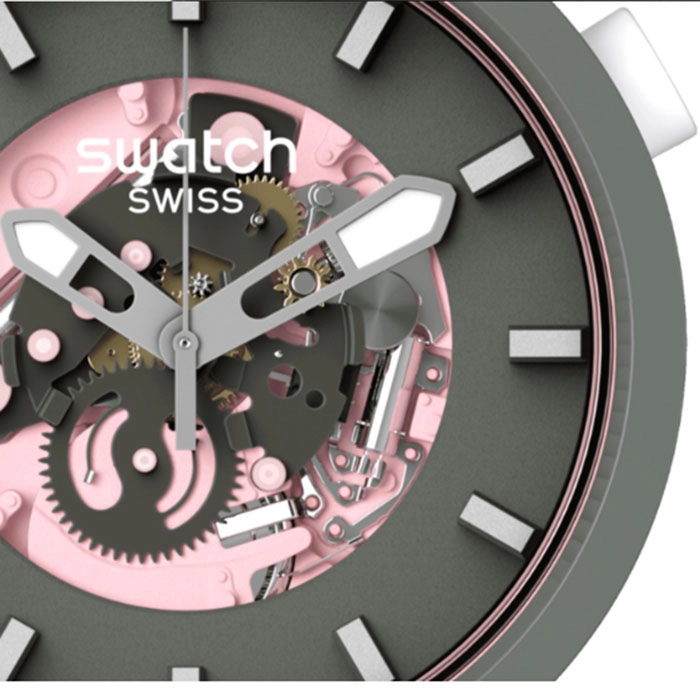 ΡΟΛΟΙ SWATCH SB05P100 SWATCH Big Bold Bioceramic Mista Cliffs  Rose Silicone Strap