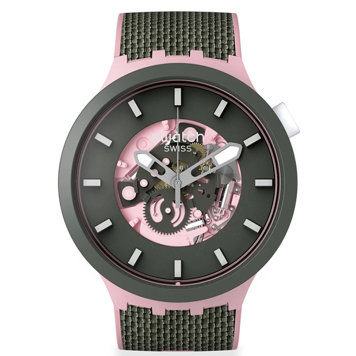 ΡΟΛΟΙ SWATCH SB05P100 SWATCH Big Bold Bioceramic Mista Cliffs  Rose Silicone Strap