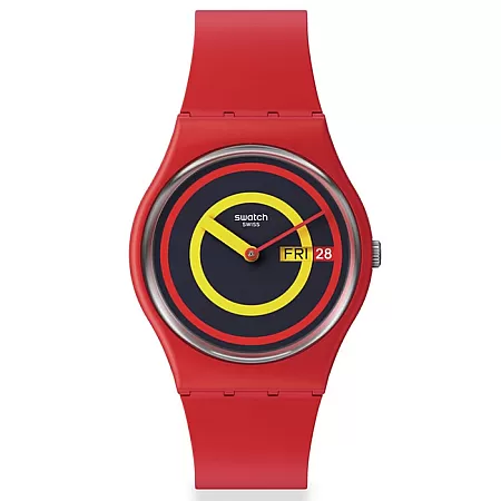 ΡΟΛΟΙ SWATCH  SO28R702  SWATCH  Gent Biosourced  Concentric Red Silicone Strap