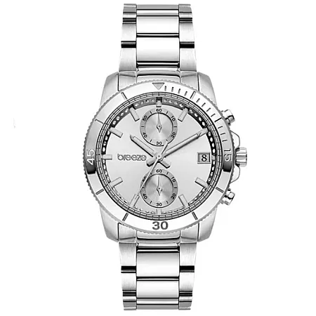 ΡΟΛΟΙ BREEZE 612391.1 BREEZE Sparkly Crystals Chronograph Silver Stainless Steel Bracelet