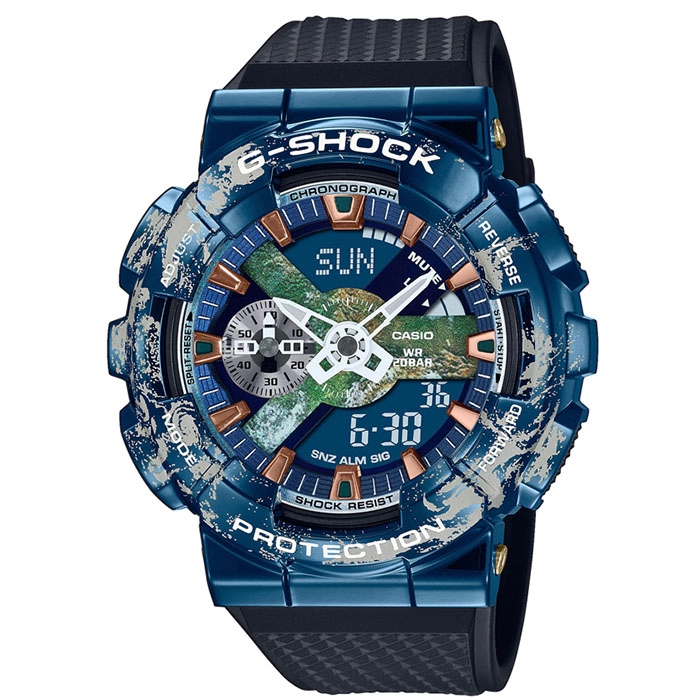 ΡΟΛΟΙ CASIO GM-110EARTH-1AER CASIO G-Shock Planet Earth Limited Edition Blue Rubber Strap