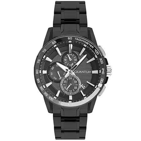 ΡΟΛΟΙ QUANTUM  PWG993.650 QUANTUM Dual Time Black Metallic Bracelet