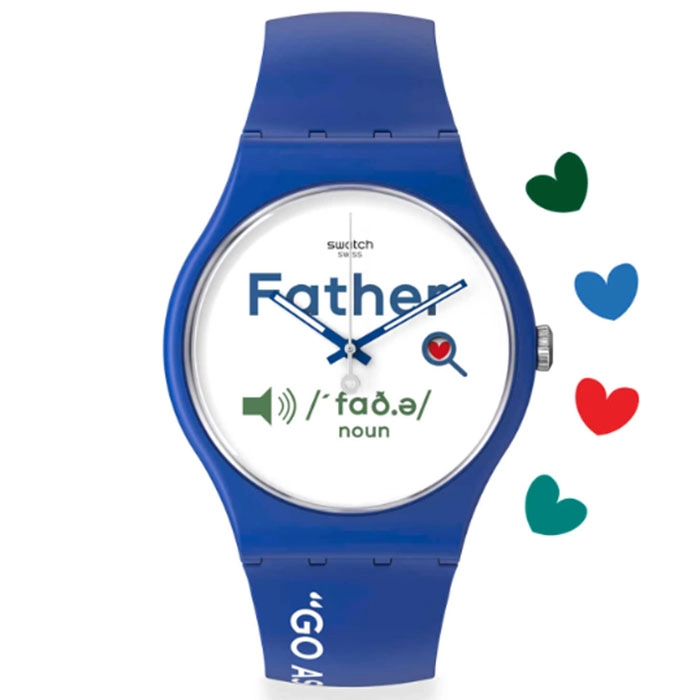 ΡΟΛΟΙ SWATCH  SO29Z704 SWATCH All About Dad Limited Edition Blue Silicone Strap