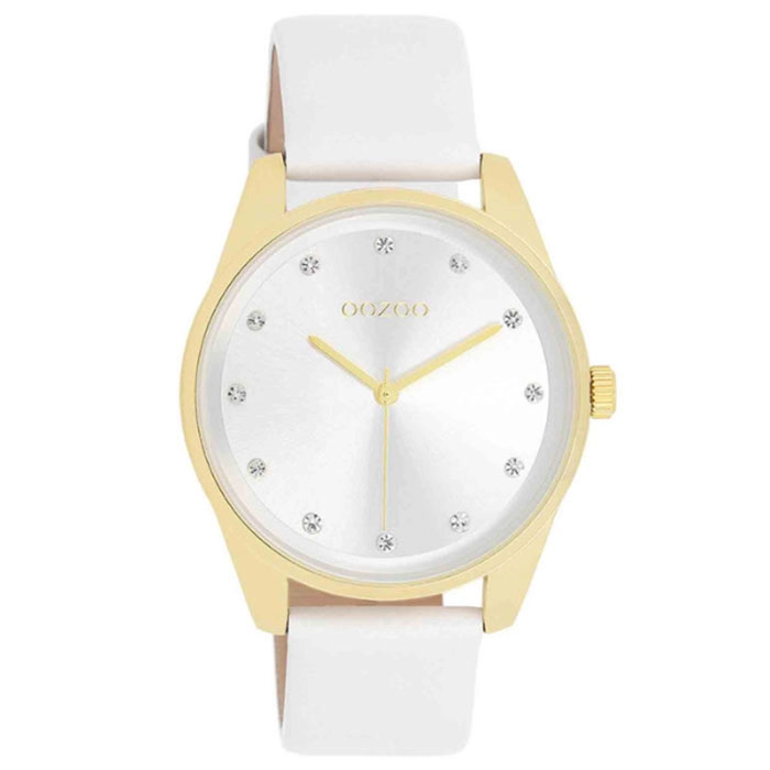 ΡΟΛΟΙ OOZOO  C11159 OOZOO Timepieces Crystals White Leather Strap