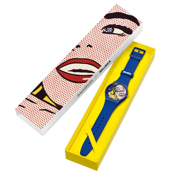ΡΟΛΟΙ SWATCH  SUOZ352 SWATCH Girl By Roy Lichtenstein Blue Silicone Strap