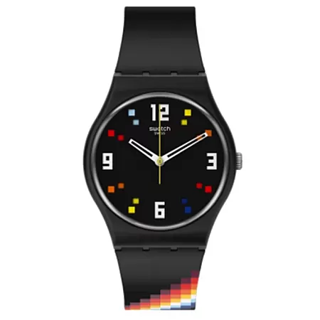 ΡΟΛΟΙ SWATCH  SO28B705 SWATCH Black Carousel Squares Black Silicone Strap