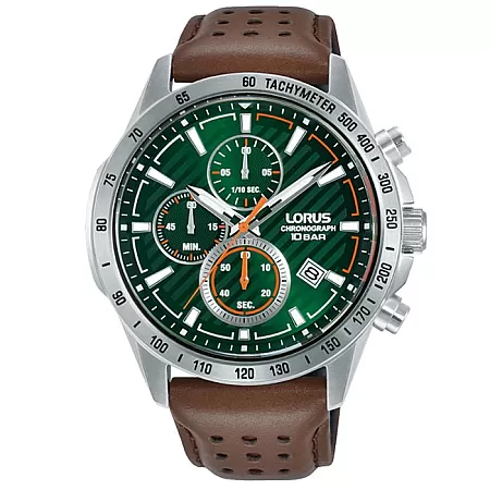 ΡΟΛΟΙ LORUS RM303JX9 LORUS SPORTS Chronograph Brown Leather Strap