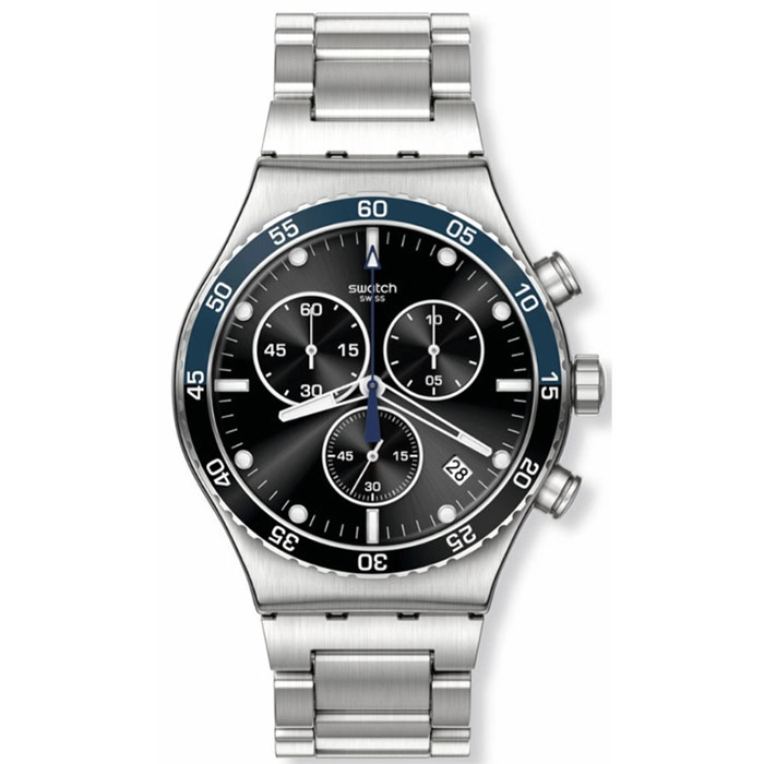 ΡΟΛΟΙ SWATCH  YVS507G SWATCH Dark Blue Irony Silver Stainless Steel Bracelet