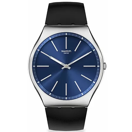 ΡΟΛΟΙ SWATCH  SS07S125 SWATCH Formal Blue 42 Black Leather Strap