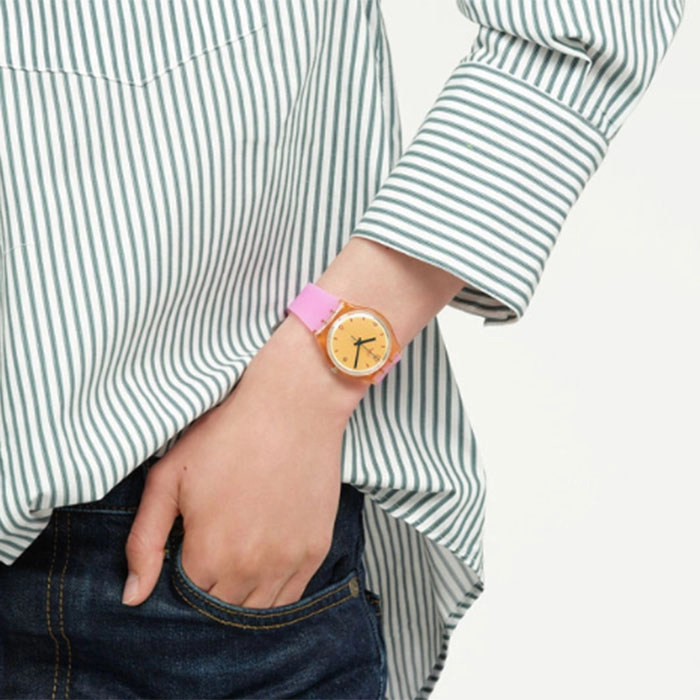 ΡΟΛΟΙ SWATCH  SO28O401 SWATCH Coral Dreams Pink Silicone Strap