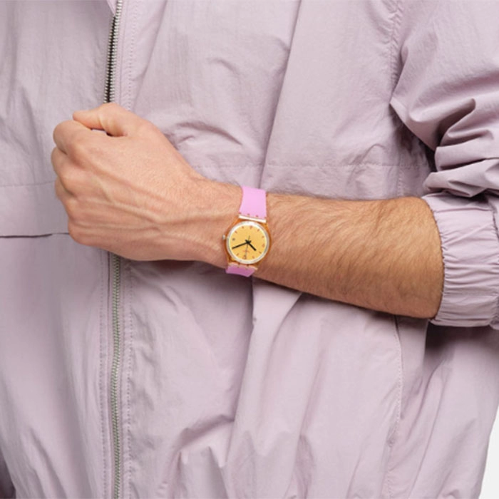 ΡΟΛΟΙ SWATCH  SO28O401 SWATCH Coral Dreams Pink Silicone Strap