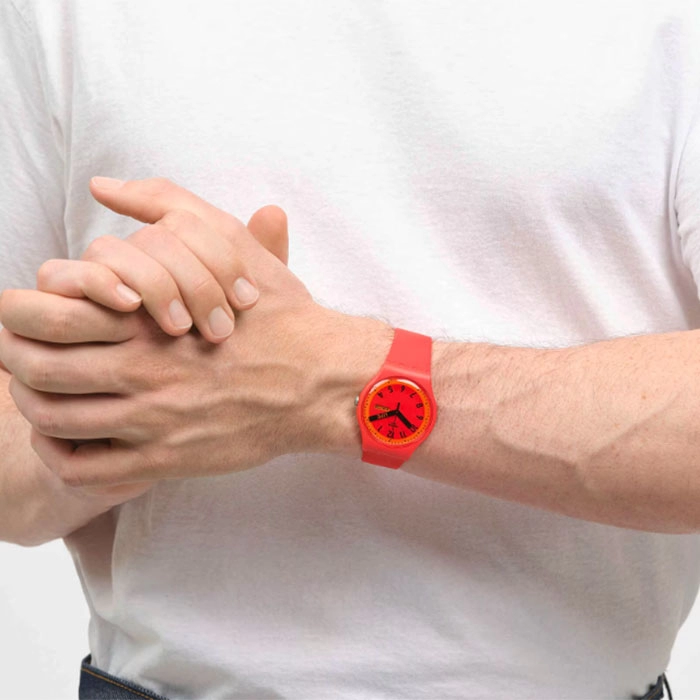 ΡΟΛΟΙ SWATCH   SO29R705 SWATCH Proudly Red Silicone Strap