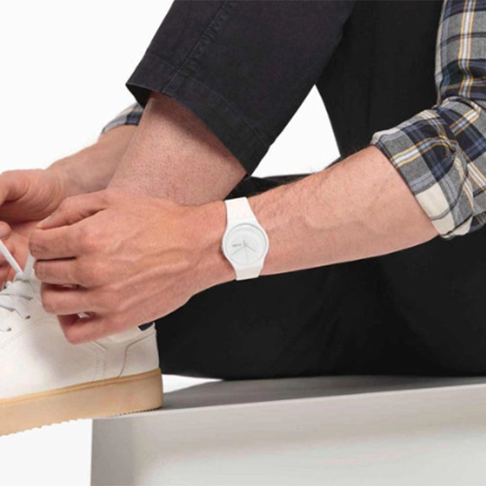 ΡΟΛΟΙ SWATCH  SO29W704 SWATCH White Rebel with White Silicone Strap