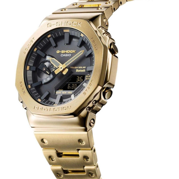 ΡΟΛΟΙ CASIO GM-B2100GD-9AER G-SHOCK Solar Chronograph Gold Stainless Steel Bracelet