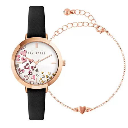 ΡΟΛΟΙ TED BAKER BKG028200 TED BAKER Ammy Hearts Black Leather Strap Gift Set