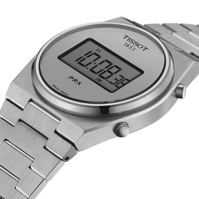 ΡΟΛΟΙ TISSOT  T1374631103000 TISSOT T-Classic PRX Digital Dual Time Chronograph Silver Stainless Steel Bracelet