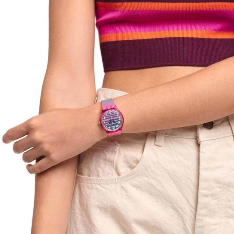 ΡΟΛΟΙ SWATCH  SO28P105 SWATCH Electrifying Summer Multicolor Silicone Strap