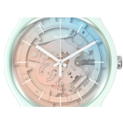 ΡΟΛΟΙ SWATCH  SO32S101 SWATCH Fleetingly Iceblue White Silicone Strap