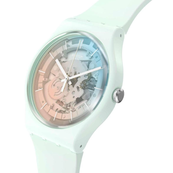 ΡΟΛΟΙ SWATCH  SO32S101 SWATCH Fleetingly Iceblue White Silicone Strap