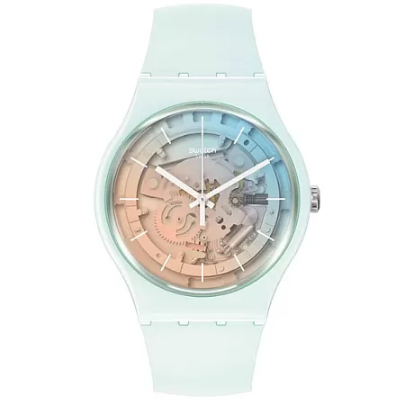 ΡΟΛΟΙ SWATCH  SO32S101 SWATCH Fleetingly Iceblue White Silicone Strap
