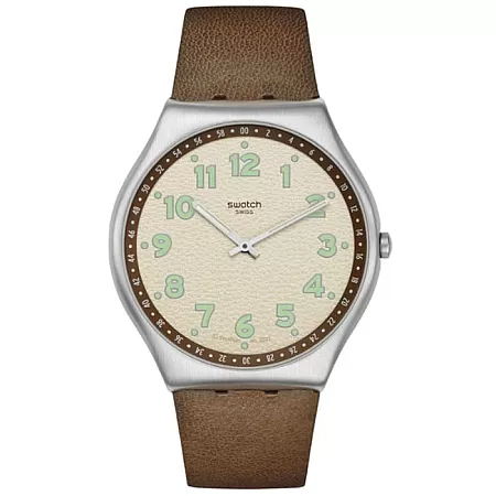 ΡΟΛΟΙ SWATCH  SS07S135 SWATCH Tabby Hepcat with Brown Leather Strap
