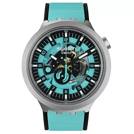 ΡΟΛΟΙ SWATCH  SB07S111 SWATCH Mint Trim Two Tone Silicone Strap
