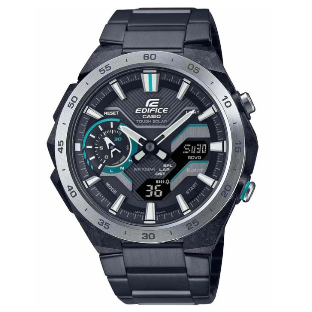 ΡΟΛΟΙ CASIO  ECB-2200DD-1AEF CASIO Edifice Windflow Τough Solar Chronograph Black Stainless Steel Bracelet