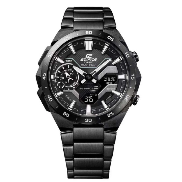 ΡΟΛΟΙ CASIO   ECB-2200DC-1AEF CASIO Edifice Windflow Τough Solar Chronograph Black Stainless Steel Bracelet