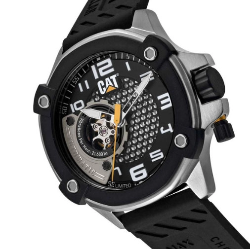 ΡΟΛΟΙ CATERPILLAR  AN14821132 CATERPILLAR Auto-Max Automatic Black Silicone Strap Limited Edition Gift Set