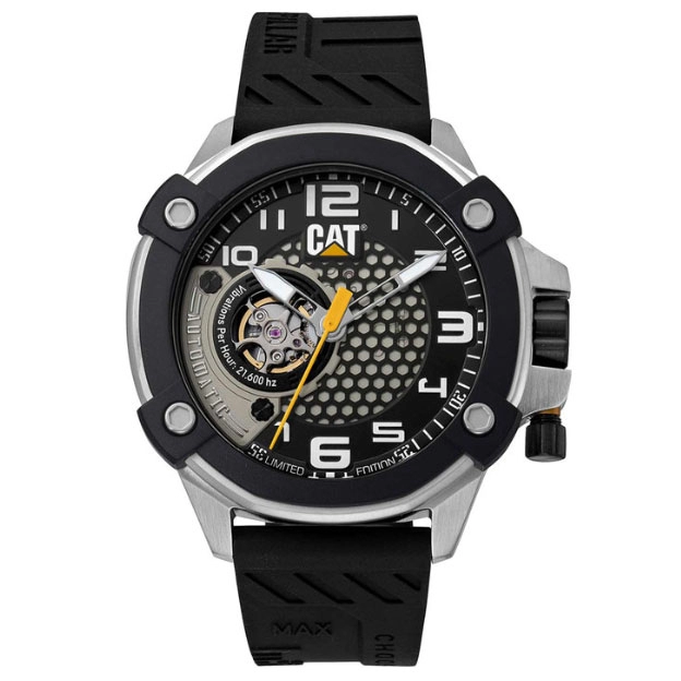 ΡΟΛΟΙ CATERPILLAR  AN14821132 CATERPILLAR Auto-Max Automatic Black Silicone Strap Limited Edition Gift Set