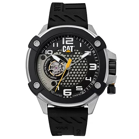 ΡΟΛΟΙ CATERPILLAR  AN14821132 CATERPILLAR Auto-Max Automatic Black Silicone Strap Limited Edition Gift Set