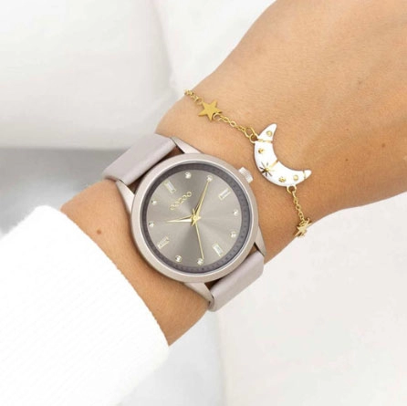 ΡΟΛΟΙ OOZOO  C11287 OOZOO Timepieces Crystals Beige Leather Strap