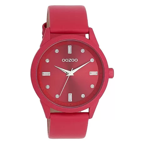 ΡΟΛΟΙ OOZOO  C11286 OOZOO Timepieces Crystals Fuchsia Leather Strap