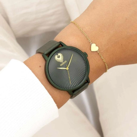 ΡΟΛΟΙ OOZOO  C11248  OOZOO Timepieces Green Leather Strap