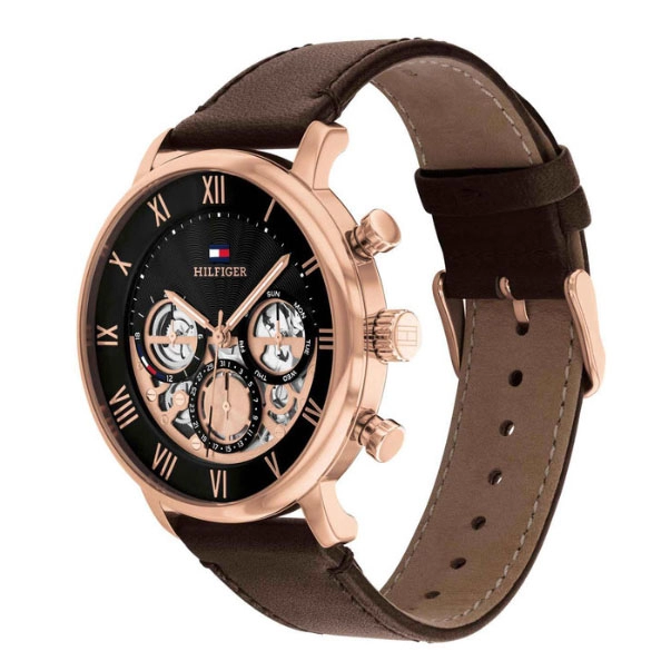 ΡΟΛΟΙ TOMMY HILFIGER 1710566 TOMMY HILFIGER Dressed Brown Leather Strap