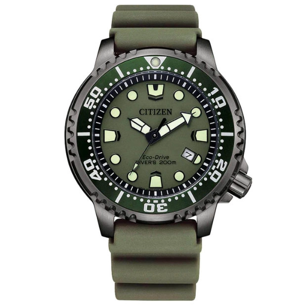 ΡΟΛΟΙ CITIZEN  BN0157-11X CITIZEN Promaster Eco-Drive Divers Green Rubber Strap