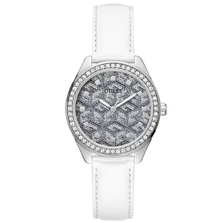 ΡΟΛΟΙ GUESS GW0608L1 GUESS G Gloss Crystals White Leather Strap