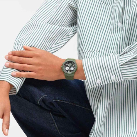 ΡΟΛΟΙ SWATCH  SUSG406 SWATCH Nothing Basic About Green Chronograph Green Silicone Strap