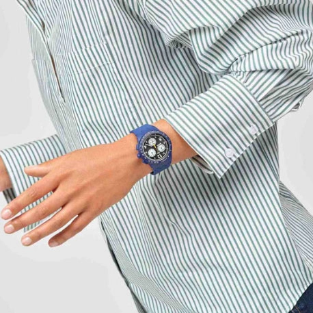 ΡΟΛΟΙ SWATCH  SUSN418 SWATCH Nothing Basic About Blue Chronograph Blue Silicone Strap